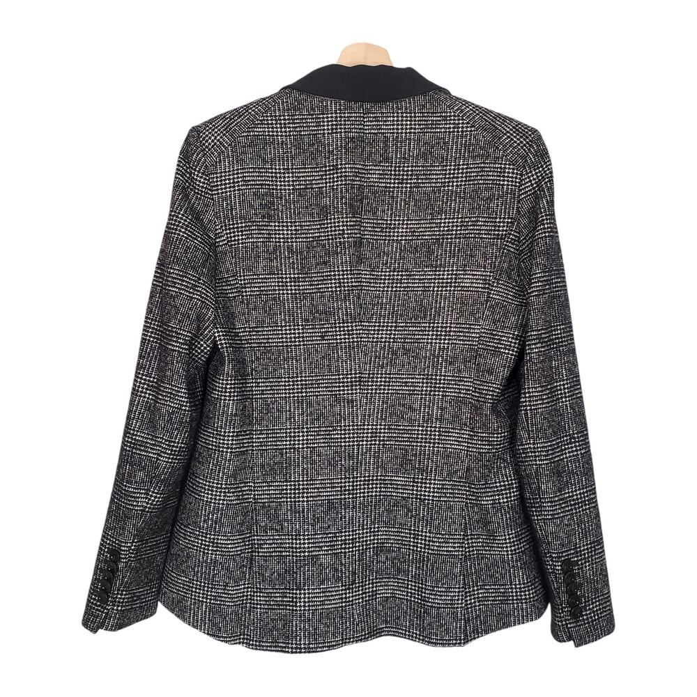 Veronica Beard Gia Dickey Jacket Houndstooth Plaid Blazer Black Tweed Size 12 - Picture 4 of 9